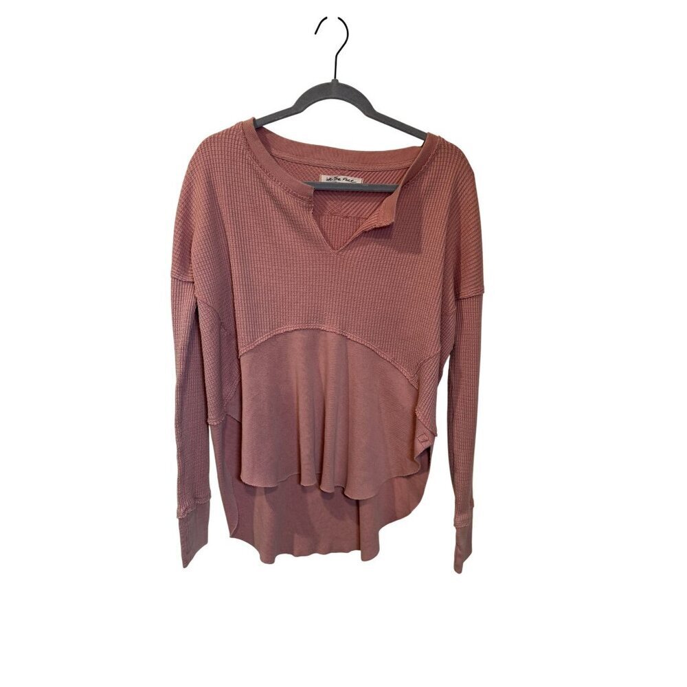 We The Free Oversized Mauve pink Waffle Knit Long Sleeve Layered Top XS